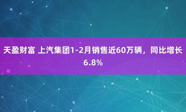天盈财富 上汽集团1-2月销售近60万辆，同比增长6.8%